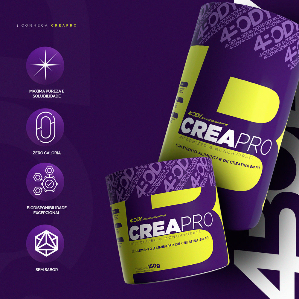 Creatina Monohidratada Creapro 300g - Micronizada 200 Mesh Ultra Pure - 4Body Nutrition
