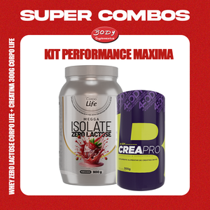 Combo Megga Whey Zero Lactose Corpo life 900g + Creapro 300g 4body Nutrition
