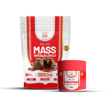 Carregar imagem no visualizador da galeria, Kit ganho de Massa: Relish Mass 3kg + creatina 150g 100% pura Corpo Life