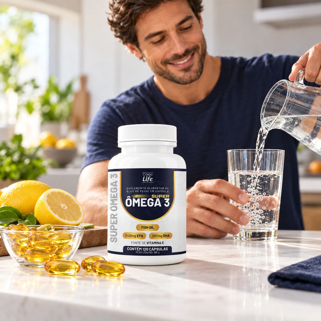 Super Ômega 3 Corpo Life 120 cápsulas Fish Oil 540 mg EPA 360 mg DHA com Vitamina E