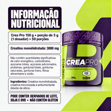 Carregar imagem no visualizador da galeria, Tabela nutricional e ingredientes da creatina Crea Pro 150 g 4Body