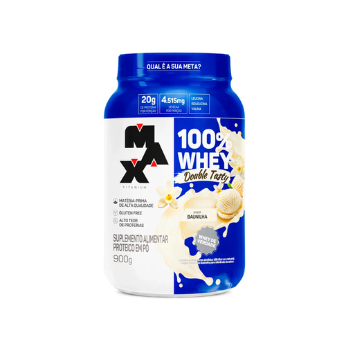 100% Whey Double Tasty 900g Max Titanium, Baunilha