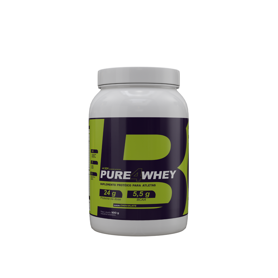 4Pure Whey 900g - Whey Protein Concentrado com 24g de Proteína - 4body Nutrition
