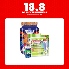 Combo Super Ganho: Whey Arnold + Pre treino Arnold 3d + Mdrl de Brinde