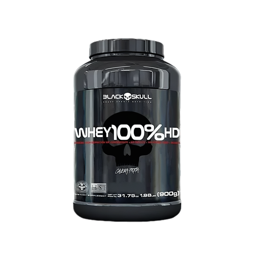 100% Whey HD Black Skull 900g Pote - Whey 3W - (WPC, WPI E WPH) - Body Suplementos