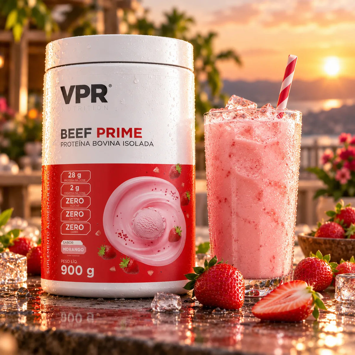 Beef Prime 900g Proteína da Carne Zero Lactose com creatina| VPR Nutrition, Morango