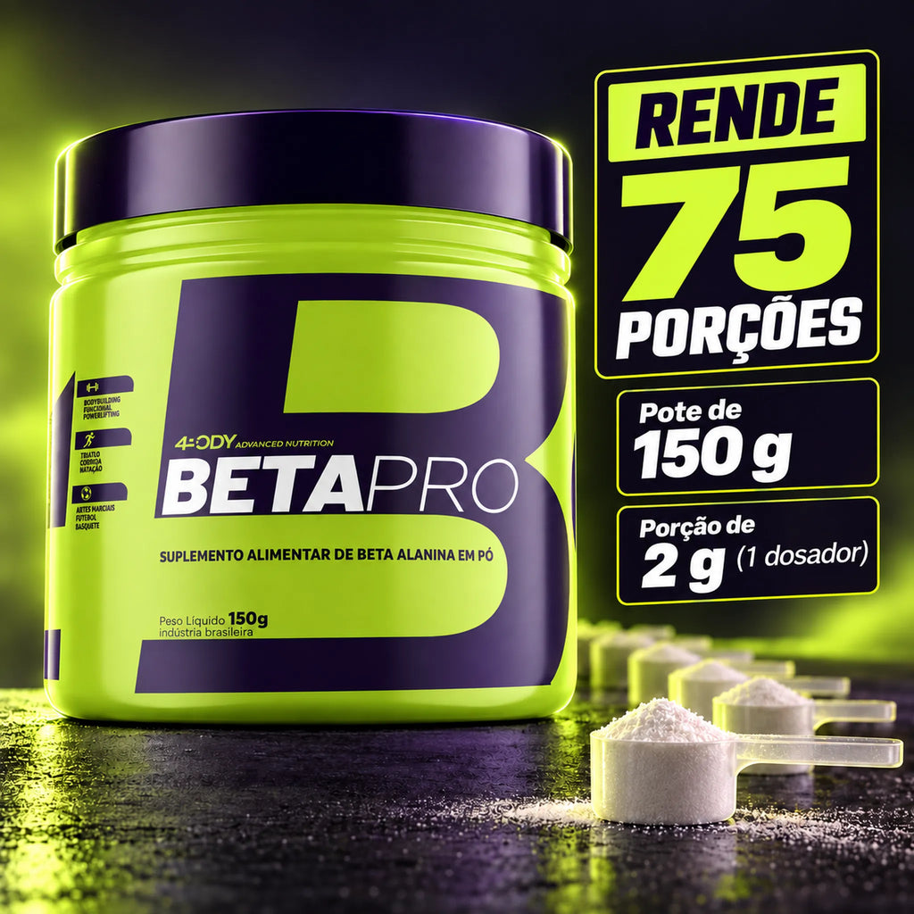 Beta-alanina Beta Pro 150 g 4Body rende 75 porções de 2g