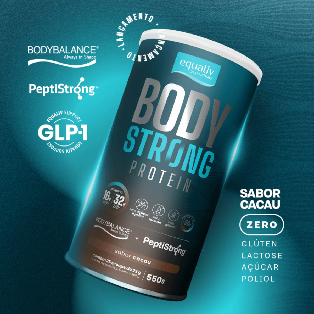 Body Strong Protein Equaliv 550g com PeptiStrong e Bodybalance. Zero lactose Zero Açúcar e Zero Glúten, foto 2