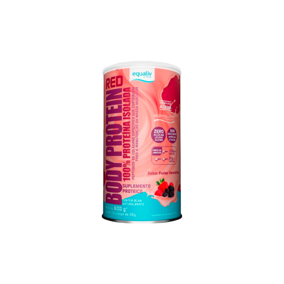 Body Protein Equaliv red - Frutas vermelhas 600g - Proteina Zero lactose, foto 1