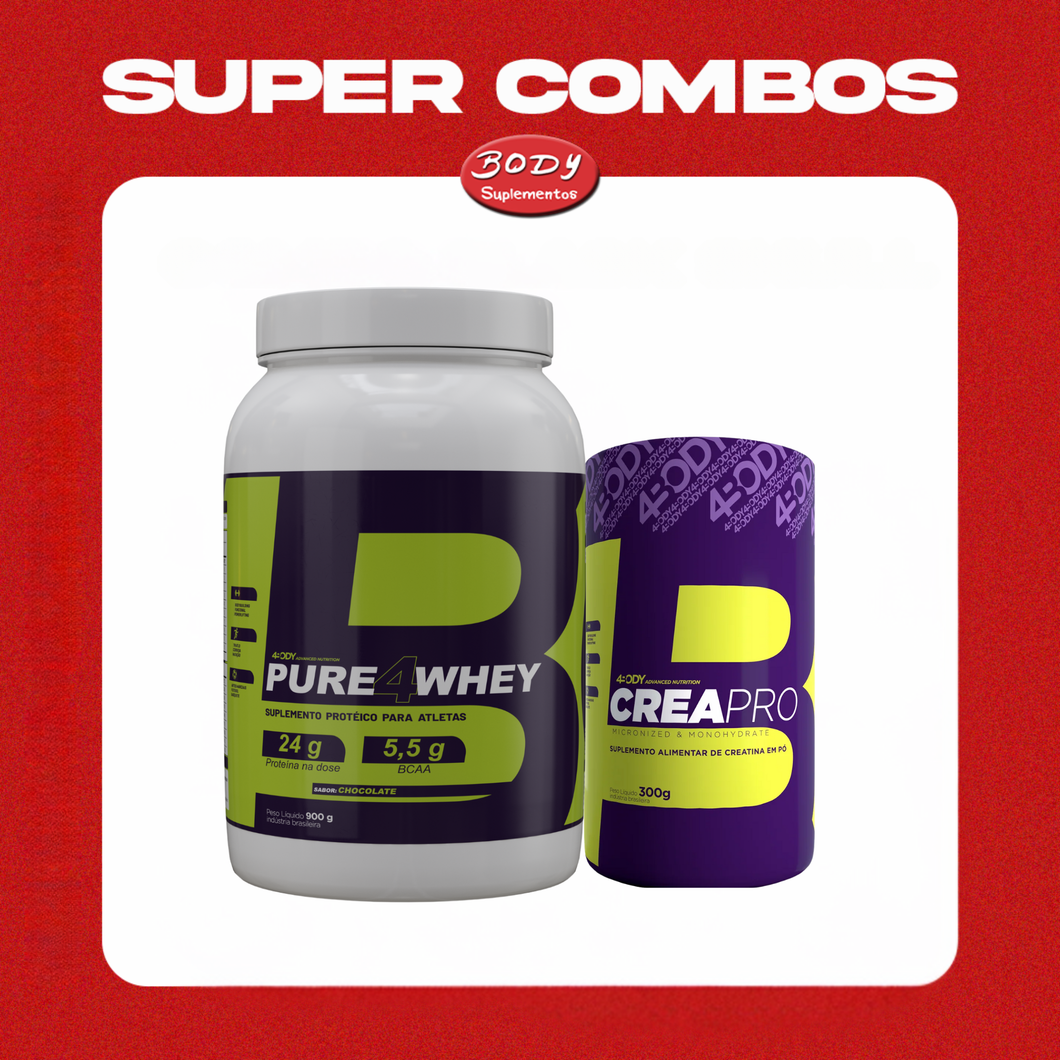 Combo Ganho de Massa 4pure Whey + Creapro 300g 4body Nutrition