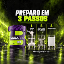 Carregar imagem no visualizador da galeria, Como tomar a creatina Crea Pro 150 g 4Body: 1 dosador de 3g em 150ml de água
