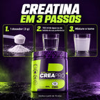 Como tomar a creatina Crea Pro 300g 4Body: 1 dosador de 3g em 150ml de água