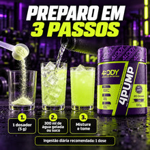 Carregar imagem no visualizador da galeria, Como tomar o pré-treino 4Pump: 1 dosador de 5g em 300ml de água gelada
