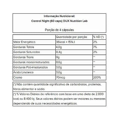 Control Night Dux Nutrition - 60 Cápsulas - Body Suplementos