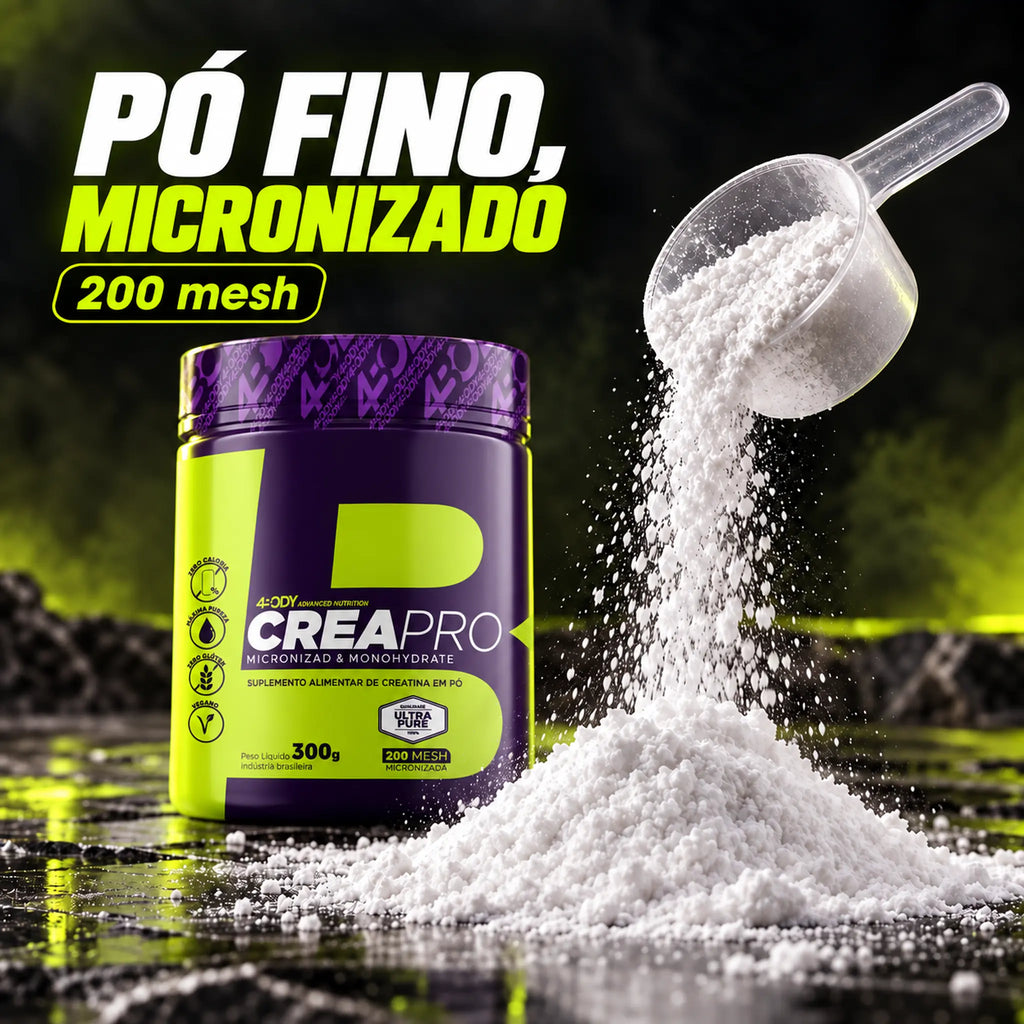Creatina micronizada 200 mesh Crea Pro 300 g 4Body, pó fino