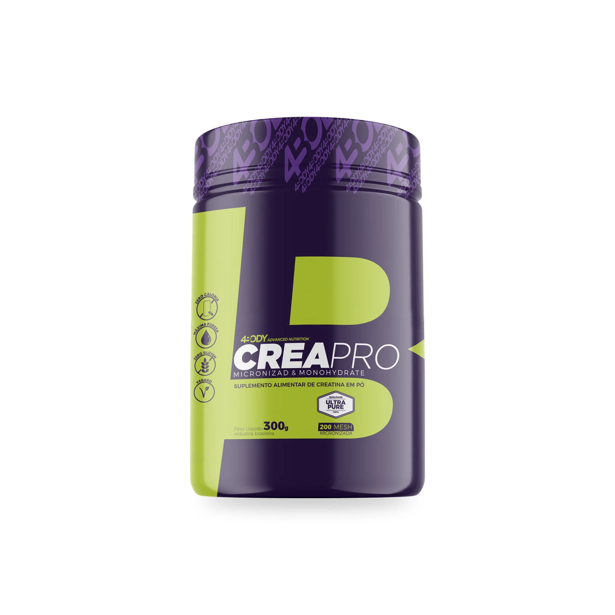Creatina Monohidratada Crea Pro 300g 4Body Nutrition pote frente