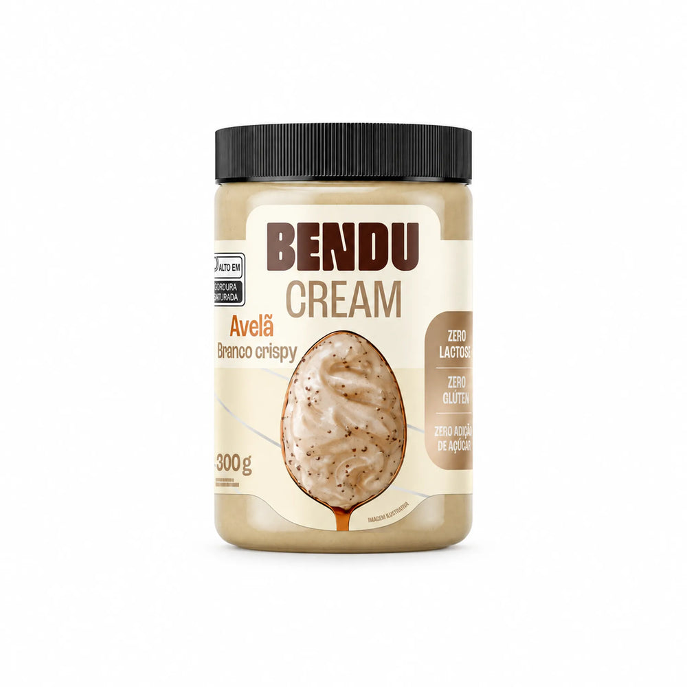 Creme de avelã Bendu Cream 300g sabor bombom branco crispy
