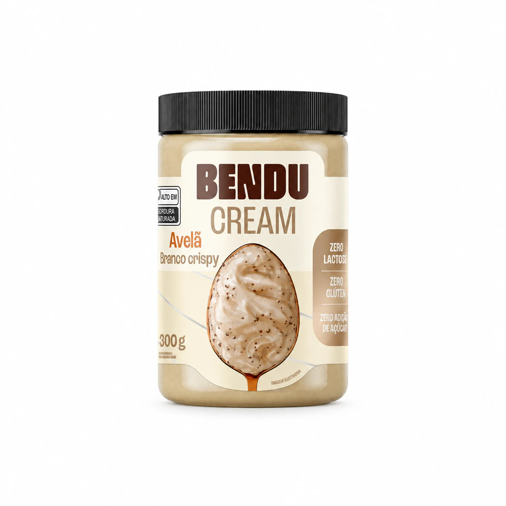 Creme de avelã Bendu Cream 300g sabor bombom branco crispy