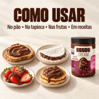 Sugestões de uso do creme de avelã Bendu Cream no pão, na tapioca, nas frutas e em receitas