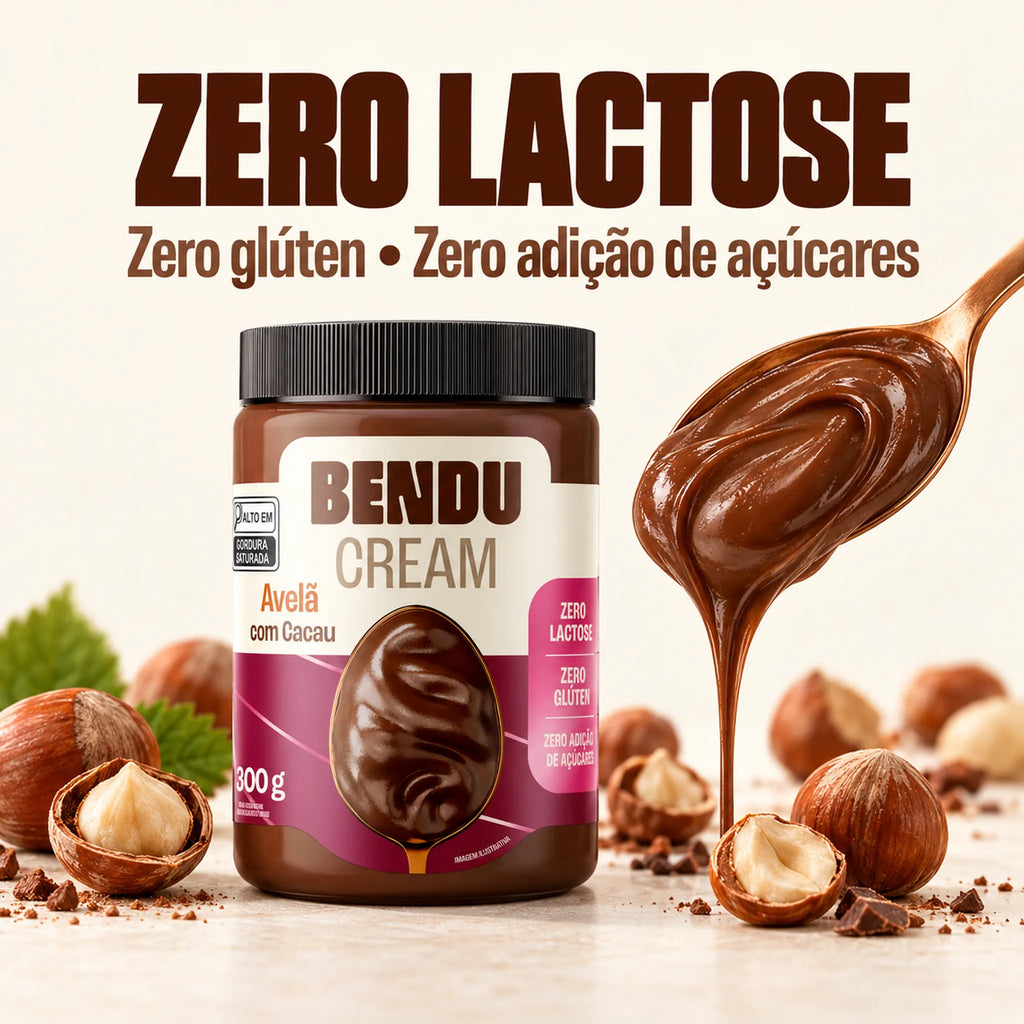 Creme de avelã Bendu Cream zero lactose, zero glúten e zero adição de açúcares