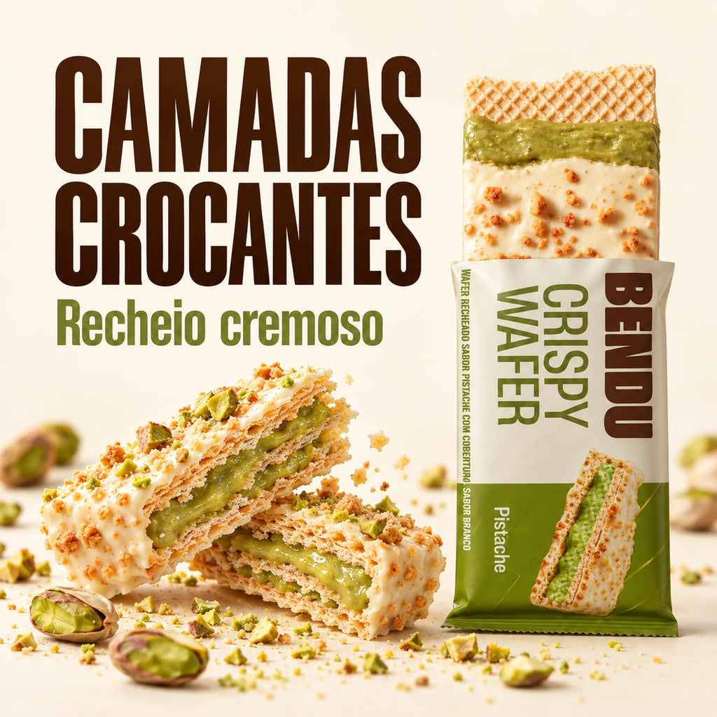 Crispy Wafer Bendu 40g com camadas crocantes e recheio cremoso