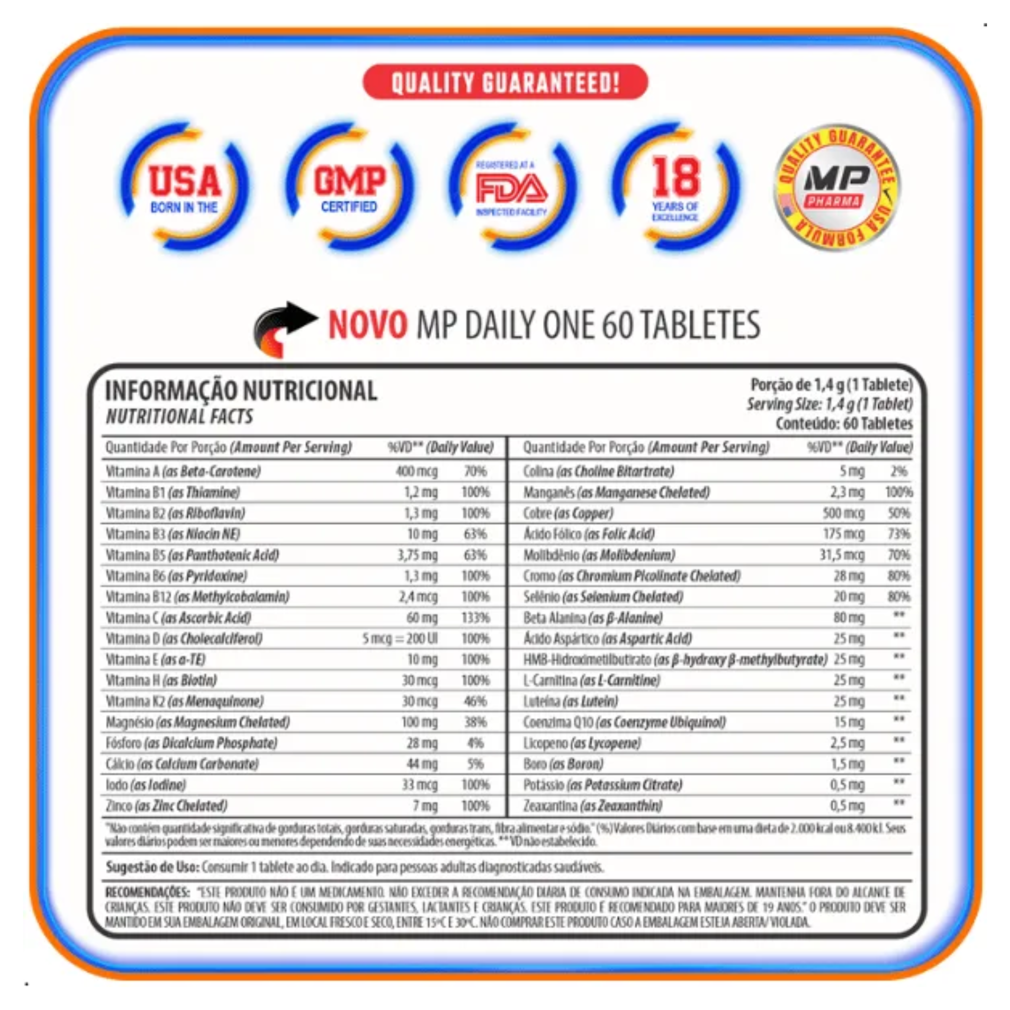 Dailey One Daily One Formula Max effect 60 capsulas – Body Suplementos