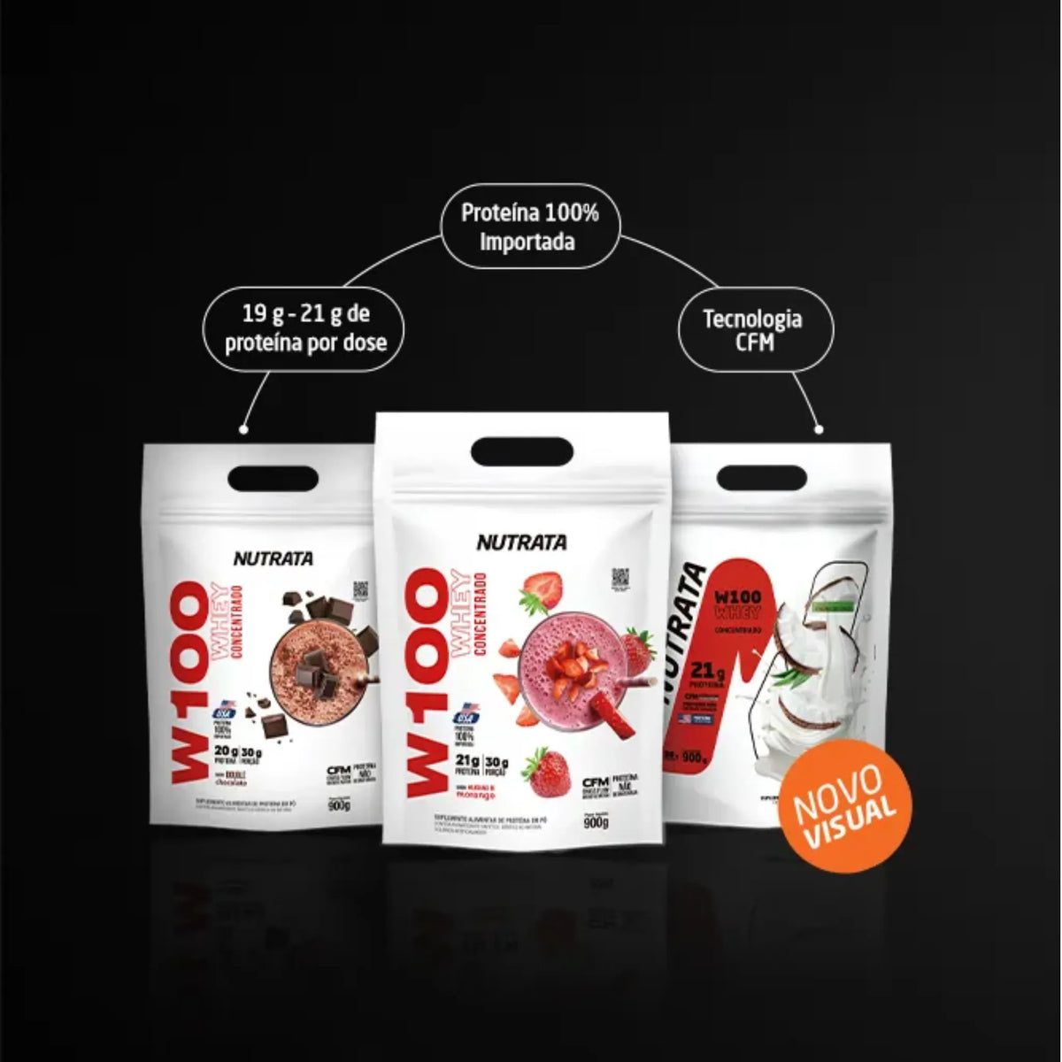Kit Whey w100% Nutrata 900g + Creatina pura 300g nutrata, foto 3