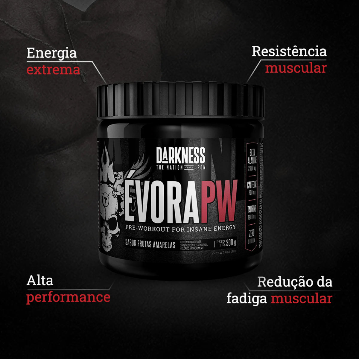 Evora Pw 300g Pre treino Integralmedica - Darkness, foto 2