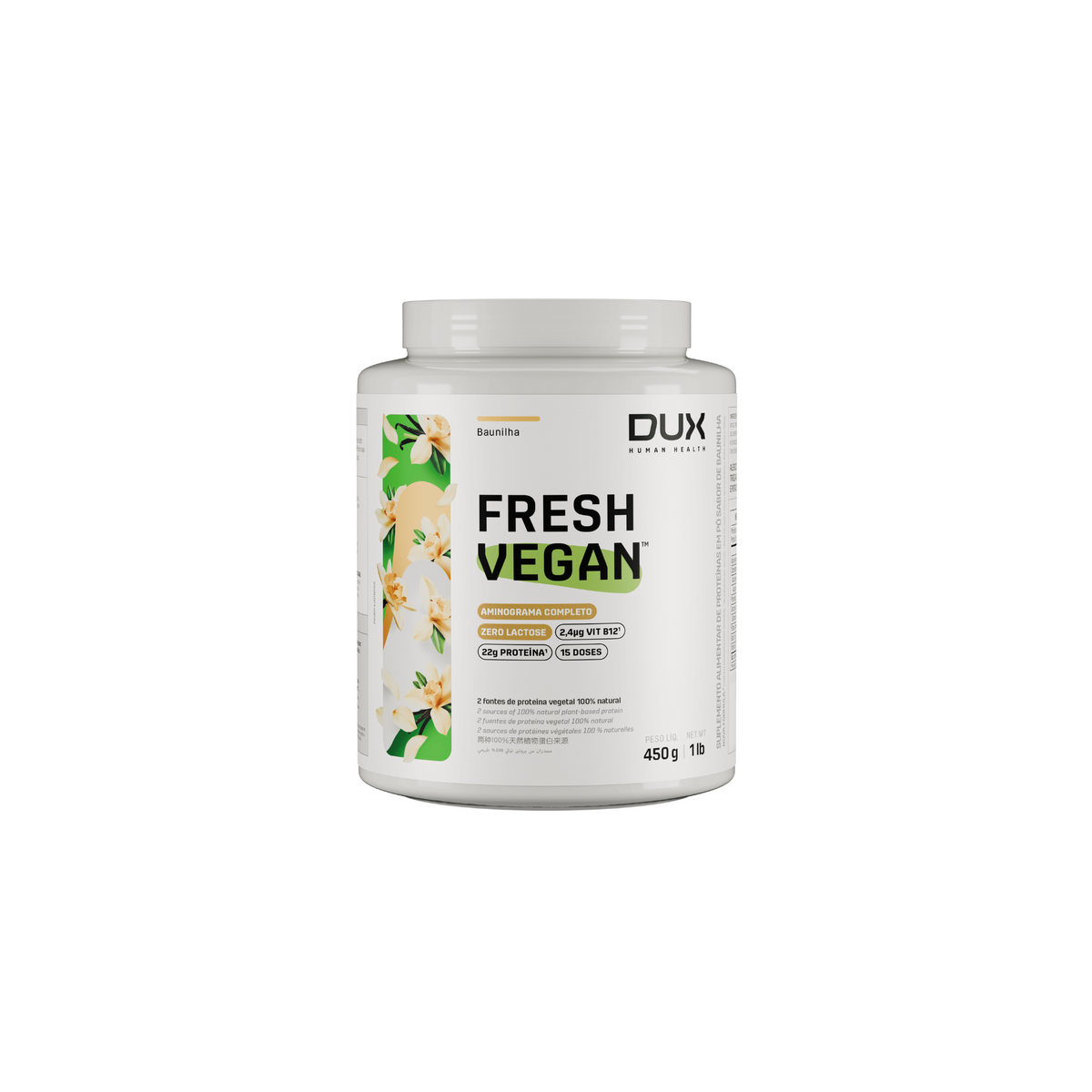 Fresh vegan Proteína vegana Dux Nutrition - 450g, Baunilha