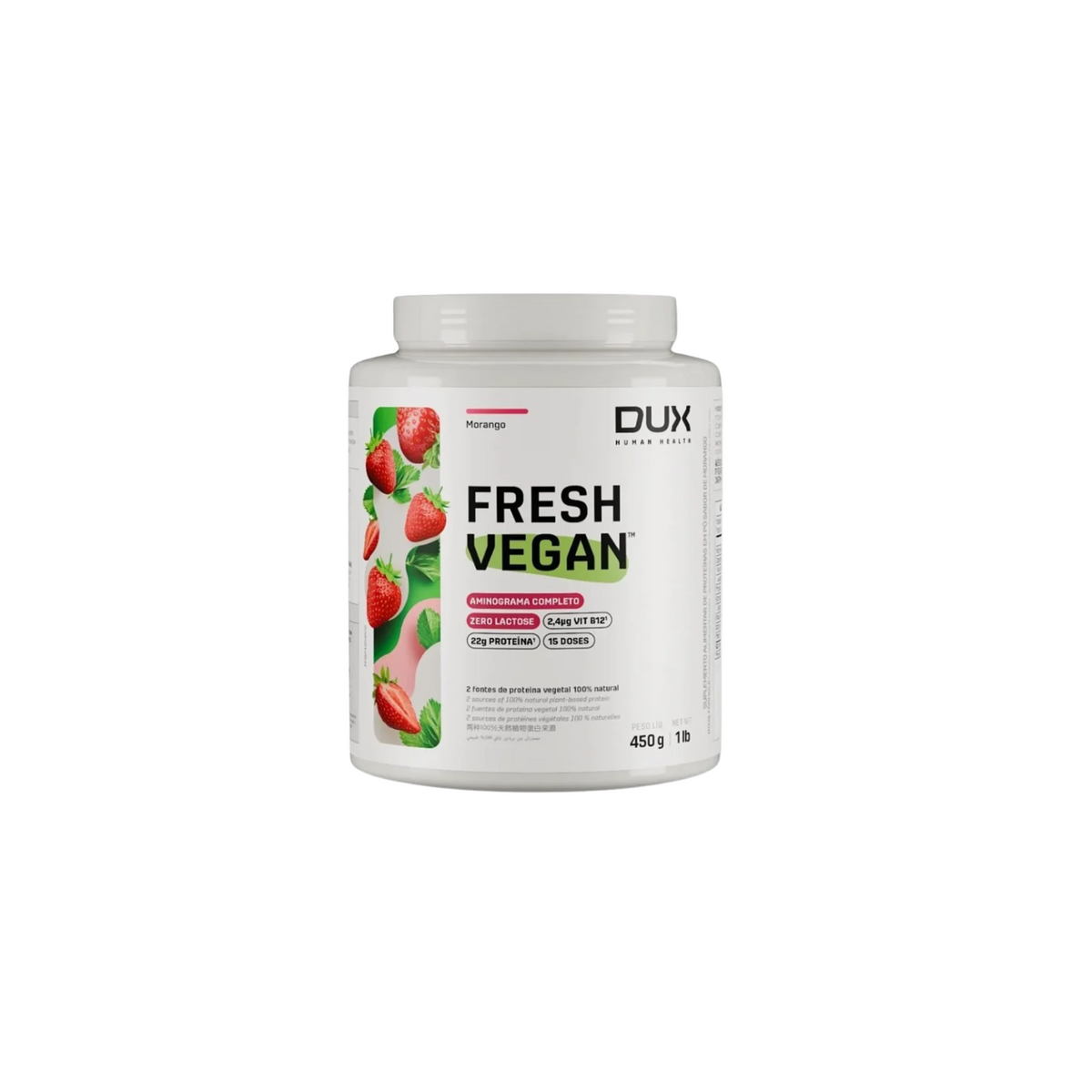 Fresh vegan Proteína vegana Dux Nutrition - 450g, Morango
