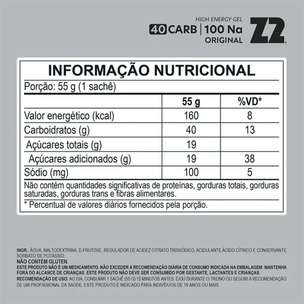Gel Z2 55g Sachê - Sabor Original 40 CARB por gel, foto 2