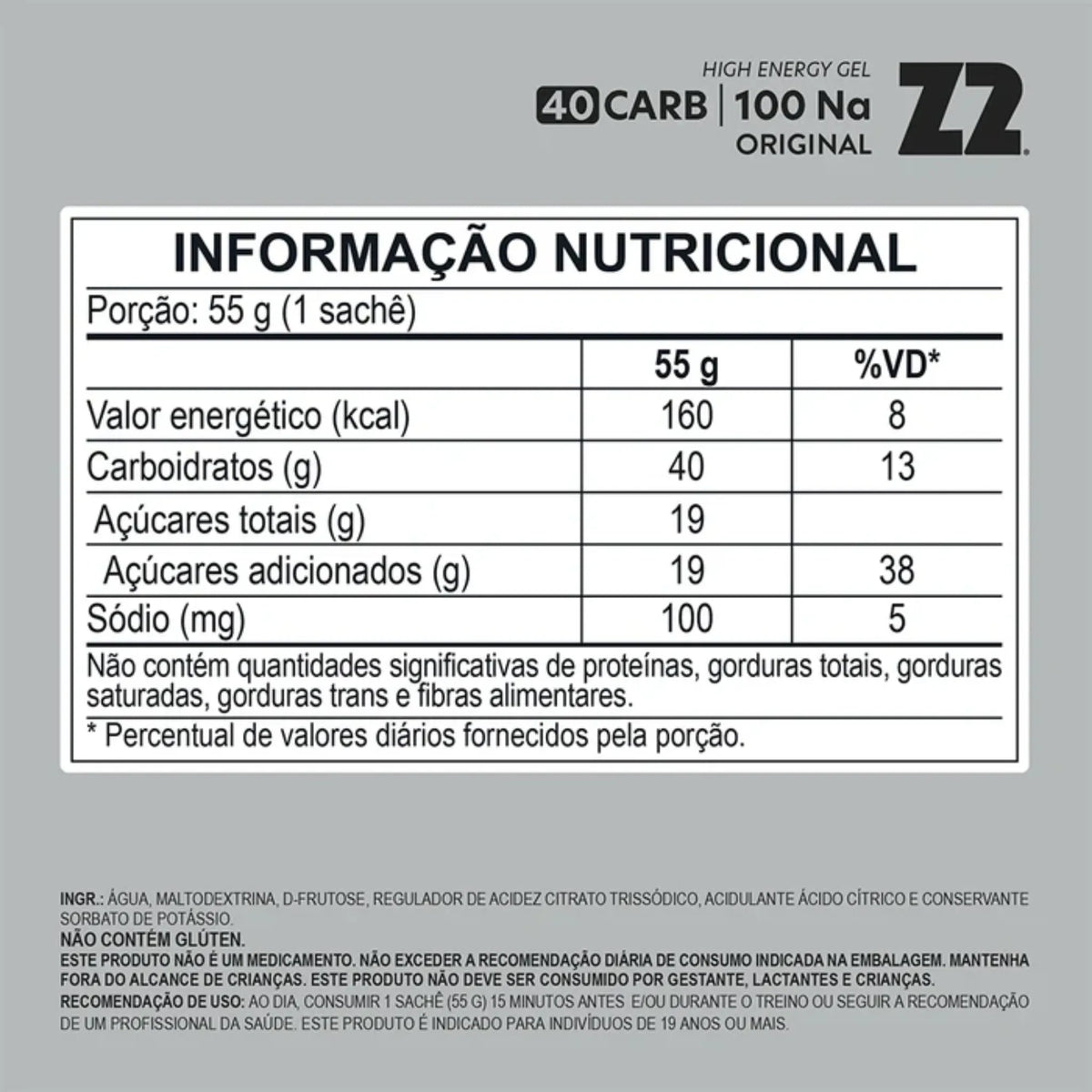 Gel Z2 55g Sachê - Sabor Original 40 CARB por gel, foto 2
