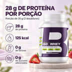 Iso4Whey 900g 4Body tem 28g de proteína, 125 kcal e 0g de lactose por porção de 35g