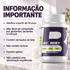 Informações importantes do Iso4Whey 900g 4Body: alérgicos, contém glúten, não contém lactose