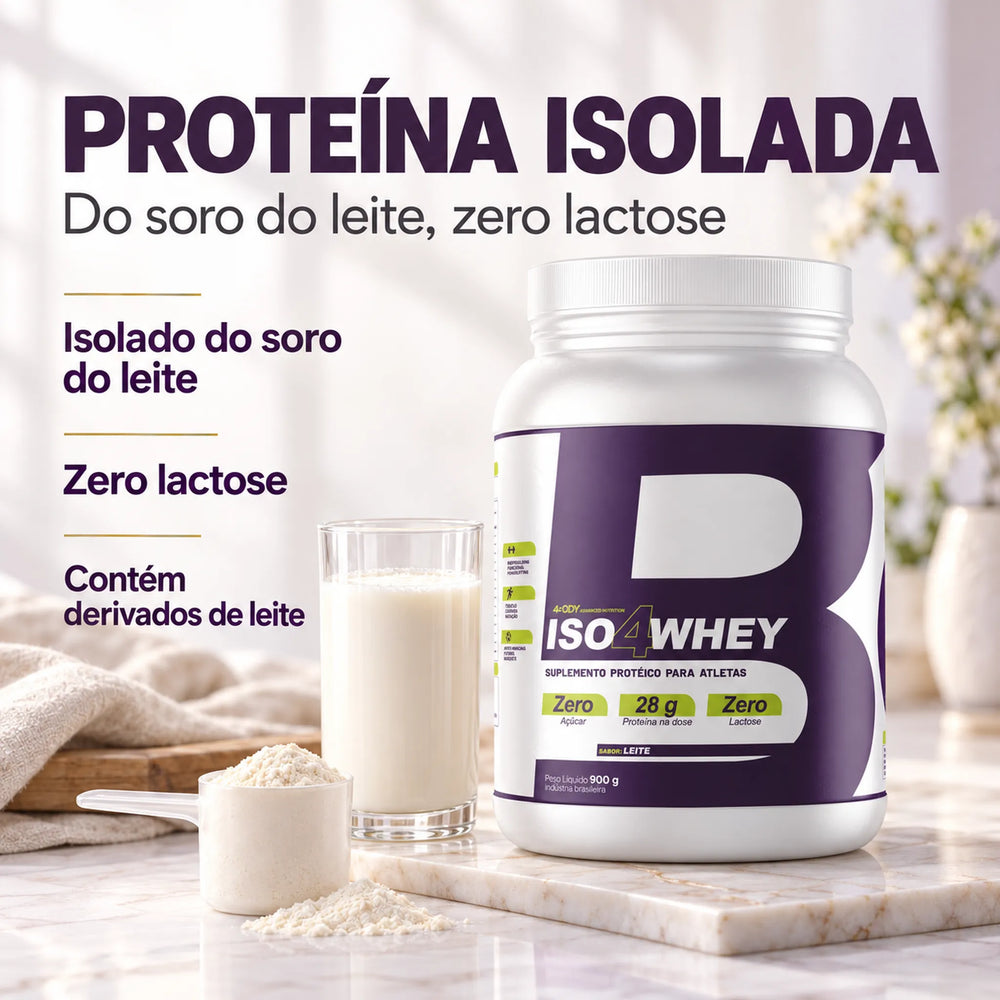 ISO4WHEY 900g - Whey Isolado Zero Lactose com 28g de Proteína - 4Body Nutrition