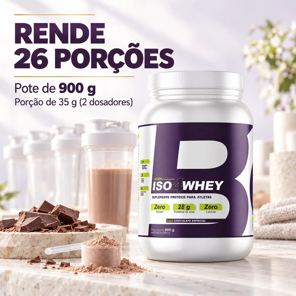 ISO4WHEY 900g - Whey Isolado Zero Lactose com 28g de Proteína - 4Body Nutrition