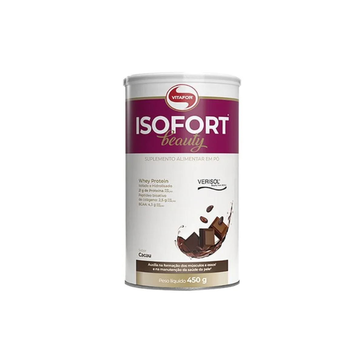 Isofort Beauty Vitafor - Whey protein isolado e Hidrolisado com colageno verisol 450g - Body Suplementos