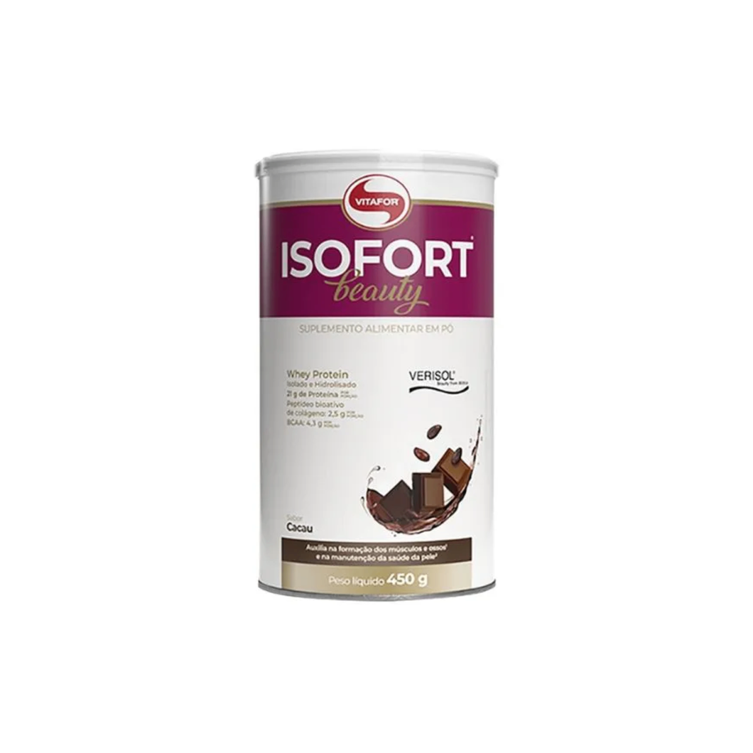 Isofort Beauty Vitafor - Whey protein isolado e Hidrolisado com colageno verisol 450g - Body Suplementos