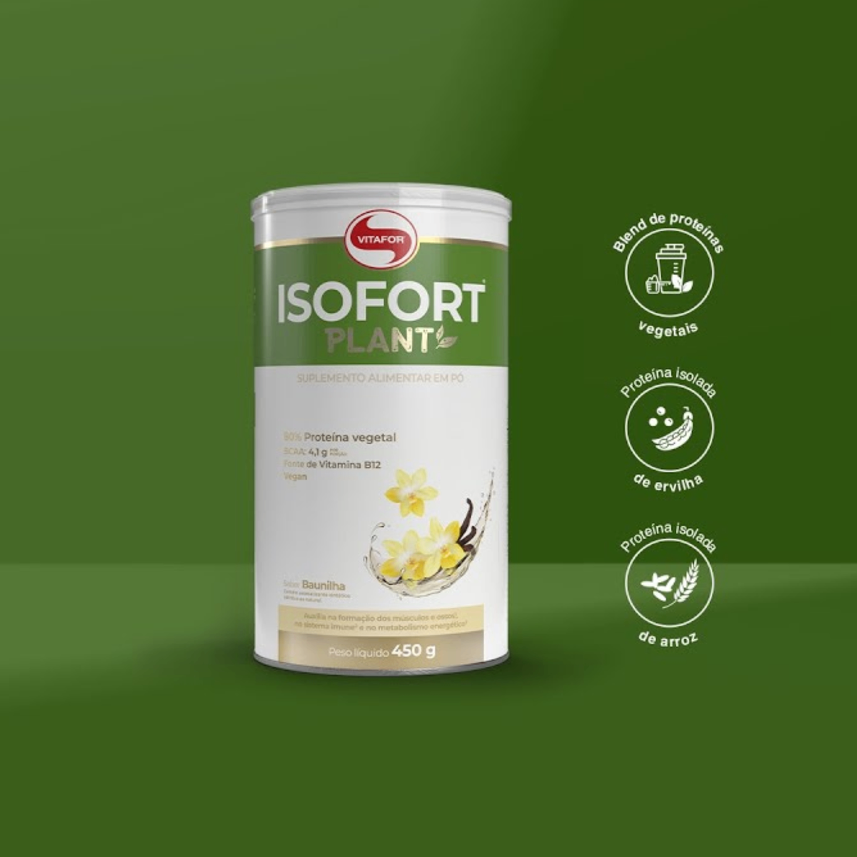 Isofort Plant 450g Vitafor Proteina vegana isolada - Body Suplementos