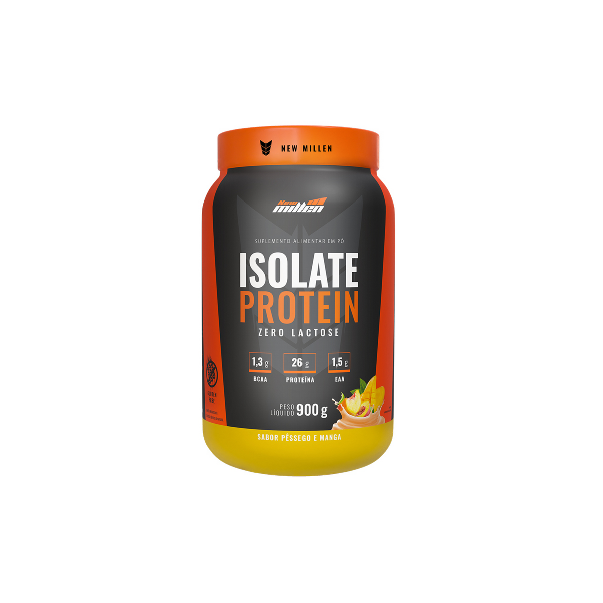 Isolate Protein 900g New Millen - Proteina zero Lactose, Pêssego e Manga