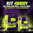 Kit 4Body com whey concentrado Pure Whey refil 900g e creatina Crea Pro 300g
