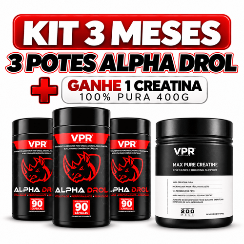 Alphadrol 90 capsulas Vpr Nutrition, 3 Unidades - ganhe 1 creatina 400g