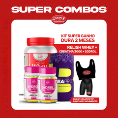 Kit Super Ganho de Massa: Relish Whey + 2 potes Gdrol Woman + Creapro