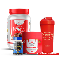 Kit Definição Total: Relish Whey + Tira Gordura + Creatina 150g Corpo Life - Brinde 1 Coqueteleira