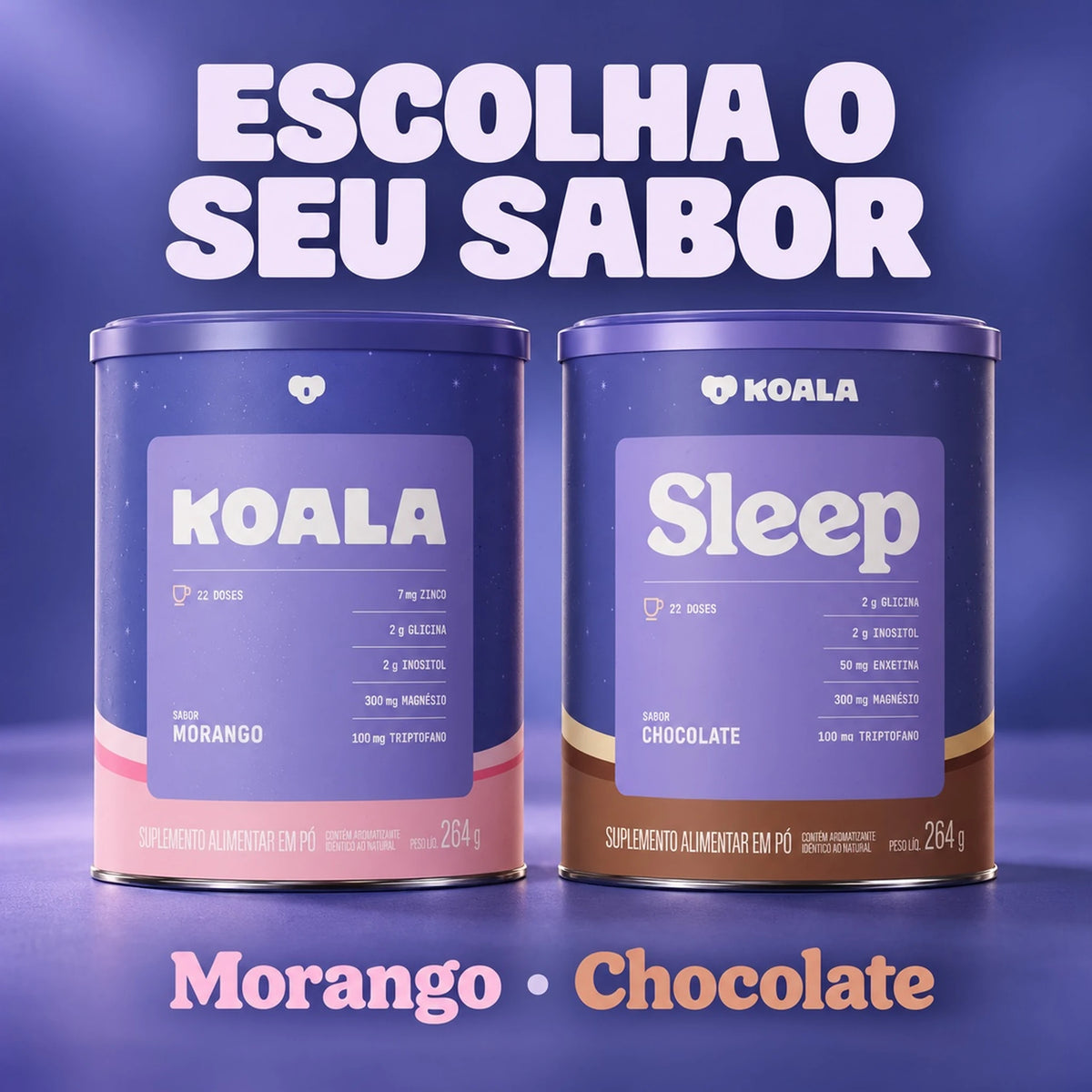 Sabores do Koala Sleep 264g Caffeine Army: Morango e Chocolate