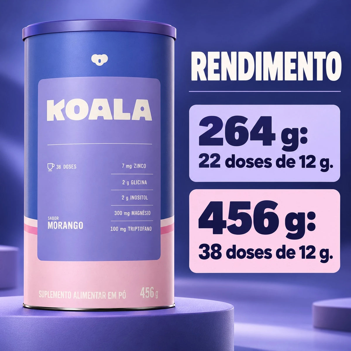 Como usar o Koala Sleep 456g Caffeine Army: 12 g em 100 ml de água quente ou leite quente