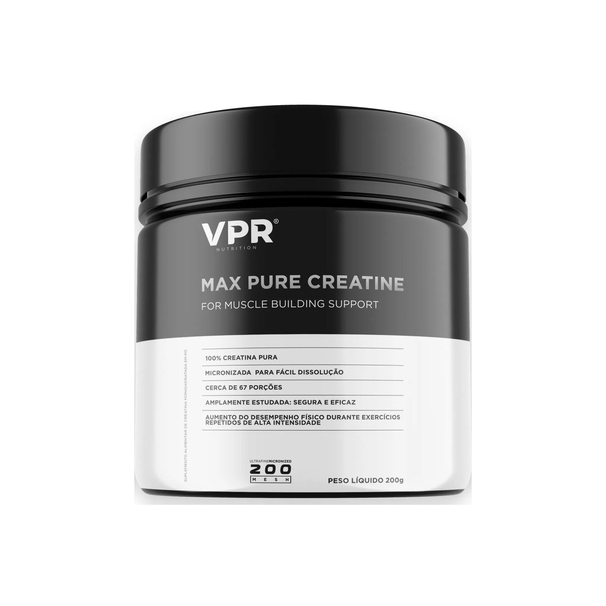 Max Pure Creatine 200g VPR Nutrition em pote com fundo branco