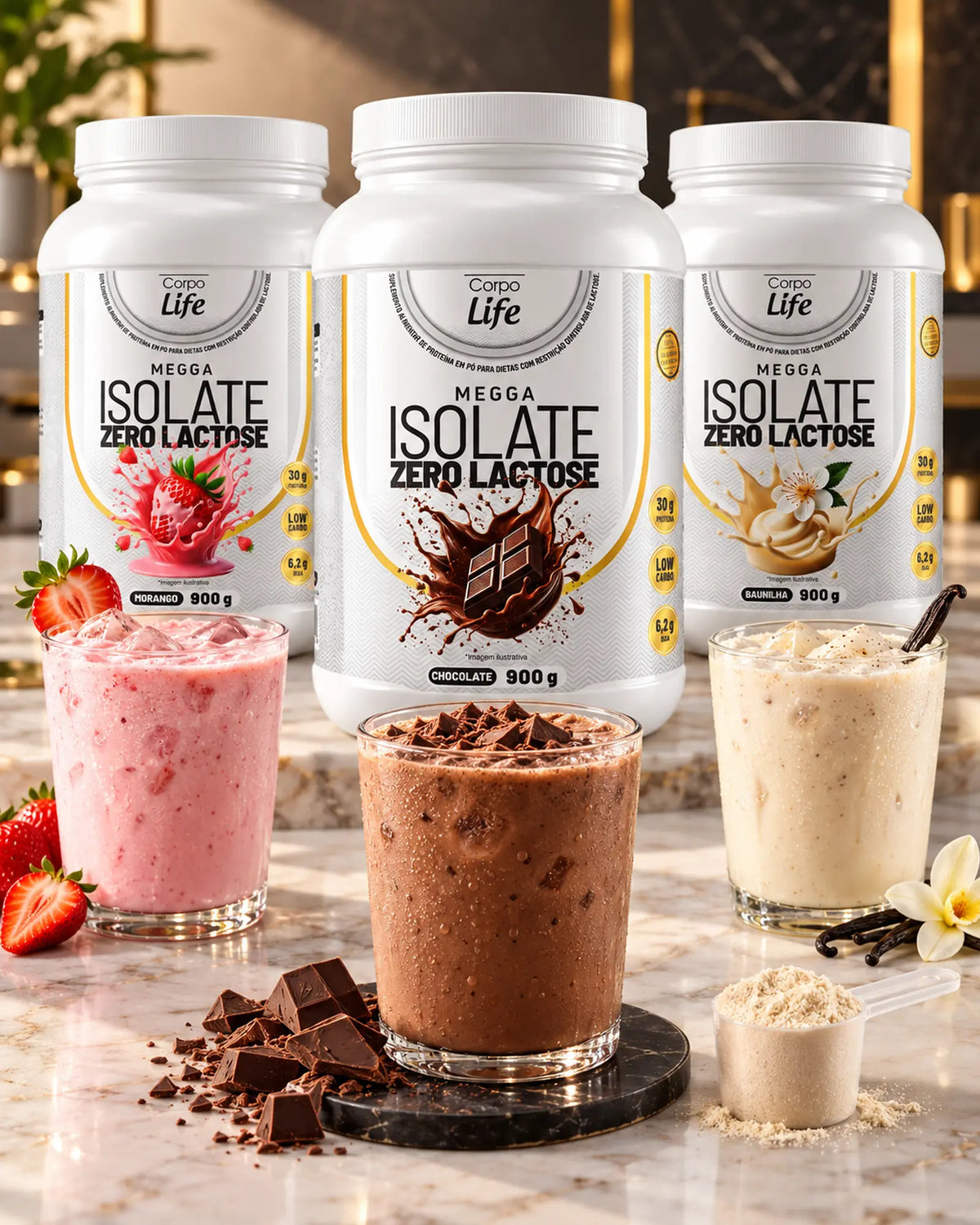 Megga Isolate Zero Lactose 900g Corpo Life Whey Protein Zero Lactose
