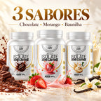 Megga Isolate Zero Lactose Corpo Life 900g nos sabores chocolate, morango e baunilha