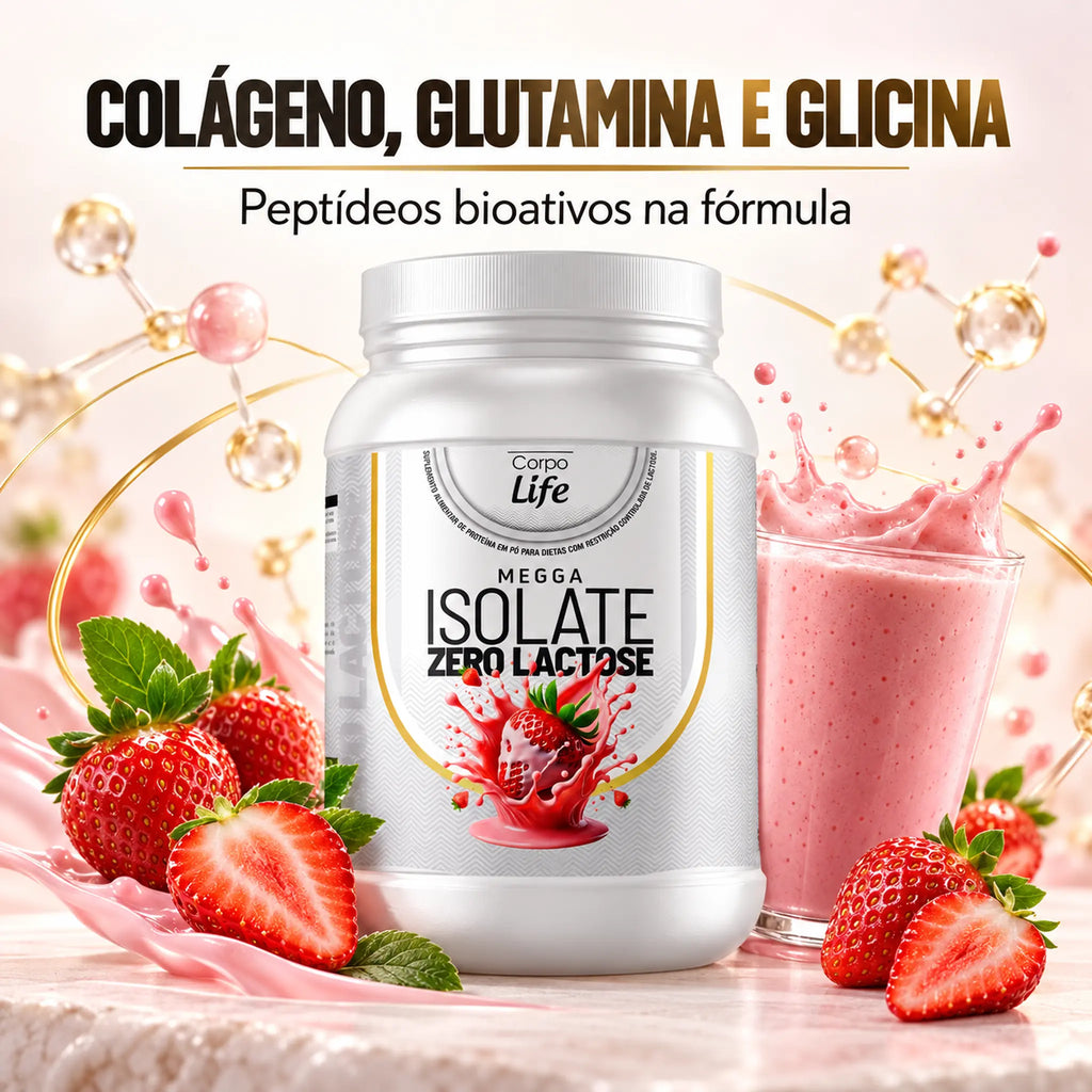 Megga Isolate Corpo Life 900g com peptídeos de colágeno, glutamina e glicina